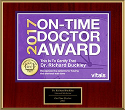 2017 Vitals On-Time Doctor Awarded to Dr. Richard Buckley