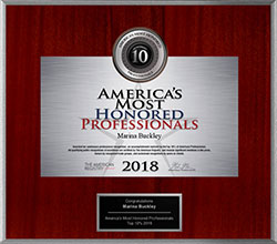 2018 America's Most Honored Professional Awarded to Dr. Marina Buckley