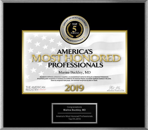 Marina Buckley MD America's Most Honored Professionals 2019 - Top 5%