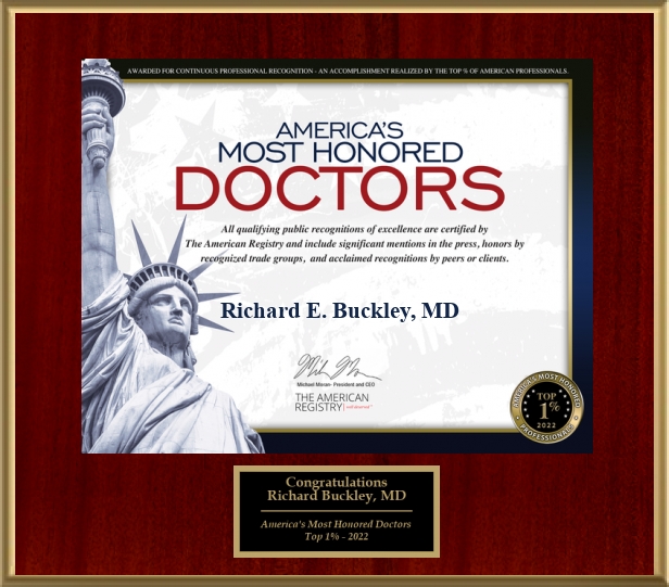 Richard E Buckley MD Americas Most Honored Doctor’s Award 2022