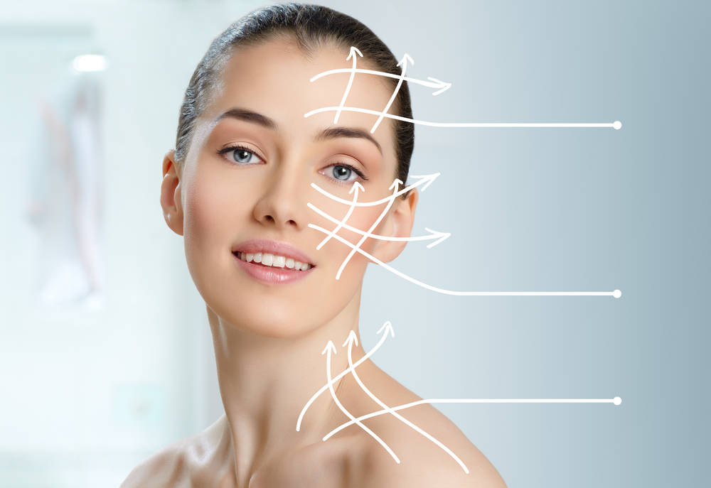 Potrait of a woman's face with arrow marks animation | Wrinkle Treatment | MilfordMD Cosmetic Dermatology in Milford, PA