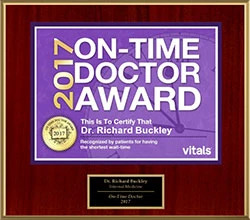 Dr Richard E Buckley, MD Vitals On-Time Doctor Award 2017