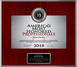 2018 Marina Buckley Americas Most Honored Professional Award By MilfordMD