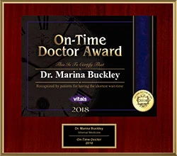 2018 Marina Buckley Vitals On Time Doctor Award By MilfordMD