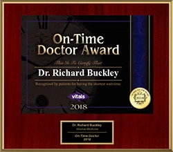 Dr Richard E Buckley, MD Vitals On-Time Doctor Award 2018