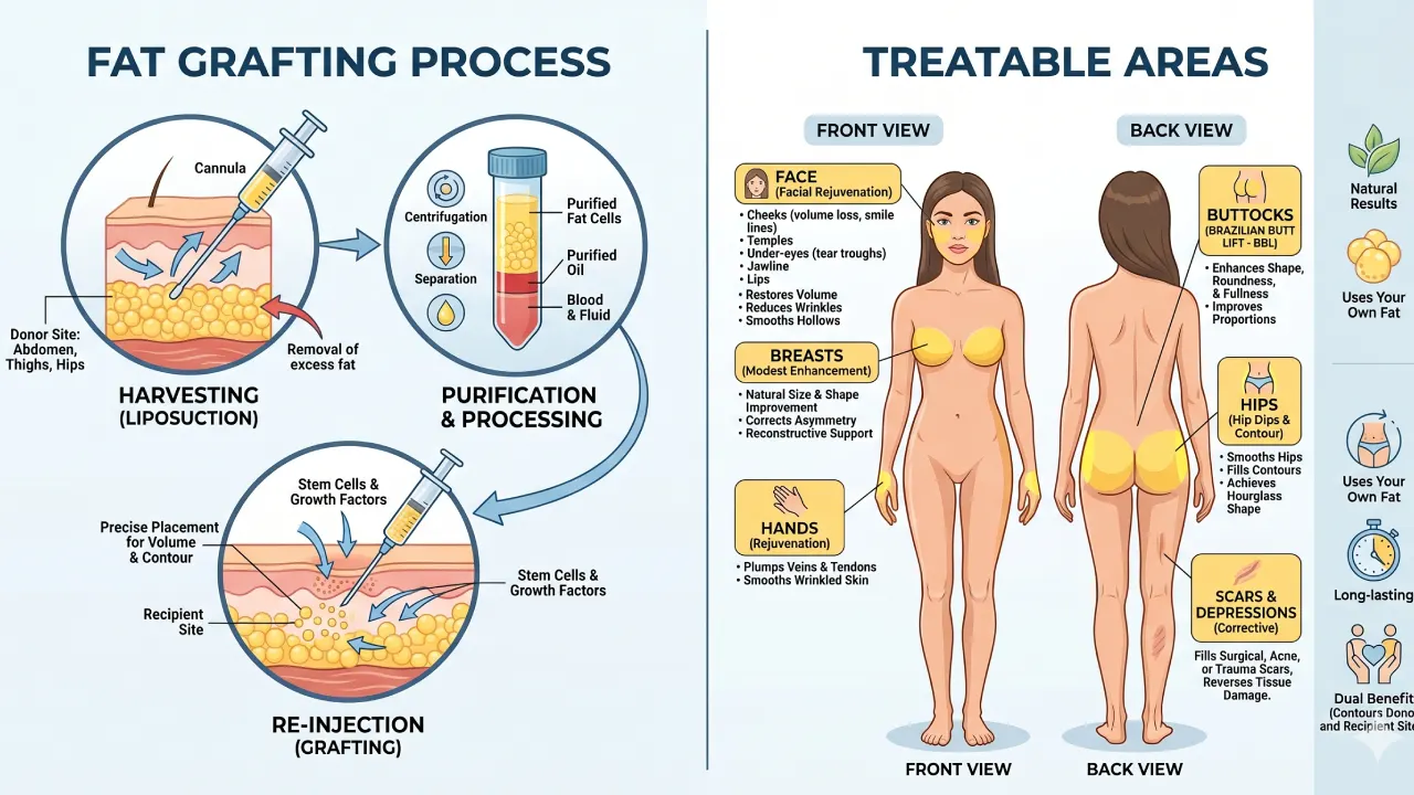 Fat grafting and areas of treatment