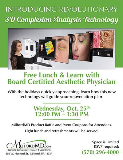 , Time to RSVP for the “Lunch and Learn” on Facial Rejuvenation at MilfordMD Cosmetic Dermatology Surgery & Laser Center, October 25