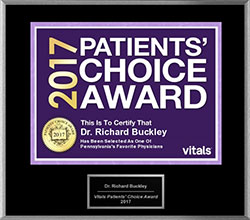 2017 Vitals Patients Choice Awarded to Dr. Richard Buckley